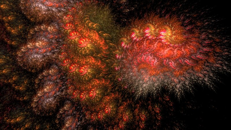 Abstract Fractal Pattern — Red, Chaotic, Digital Art, Orange