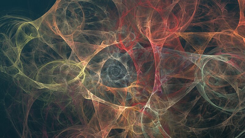 Abstract Fractal Pattern — Red, Chaotic, Digital Art, Swirls