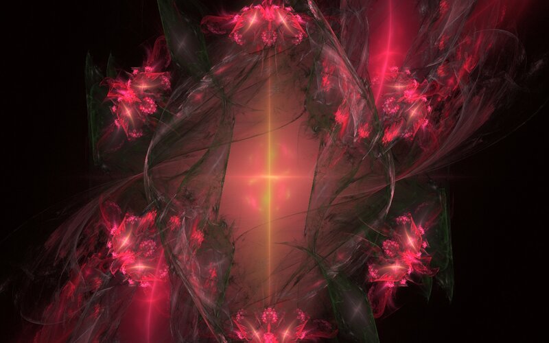 Abstract Fractal Pattern — Red, Dramatic, Digital Art, Flowers