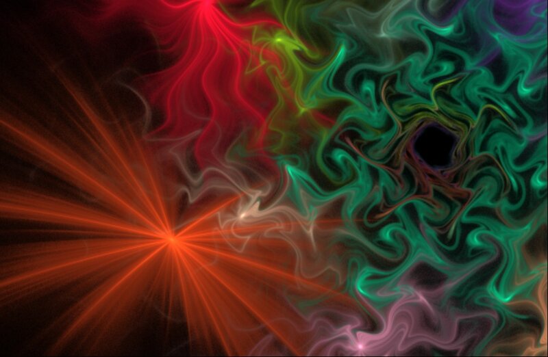 Abstract Fractal Pattern — Red, Dramatic, Digital Art, Light Rays