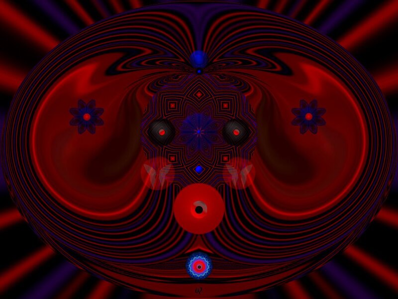 Abstract Fractal Pattern — Red, Hypnotic, Digital Art, Flowers
