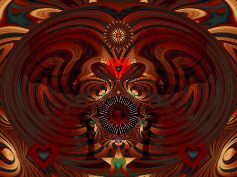Abstract Fractal Pattern — Red, Hypnotic, Digital Art, Heart