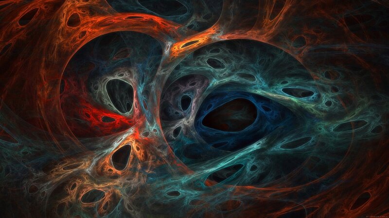 Abstract Fractal Pattern — Red, Mysterious, Digital Art, Tunnel