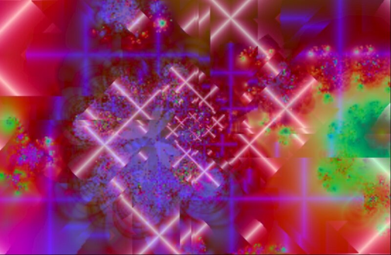 Abstract Fractal Pattern — Red, Vibrant, Digital Art, Crosses