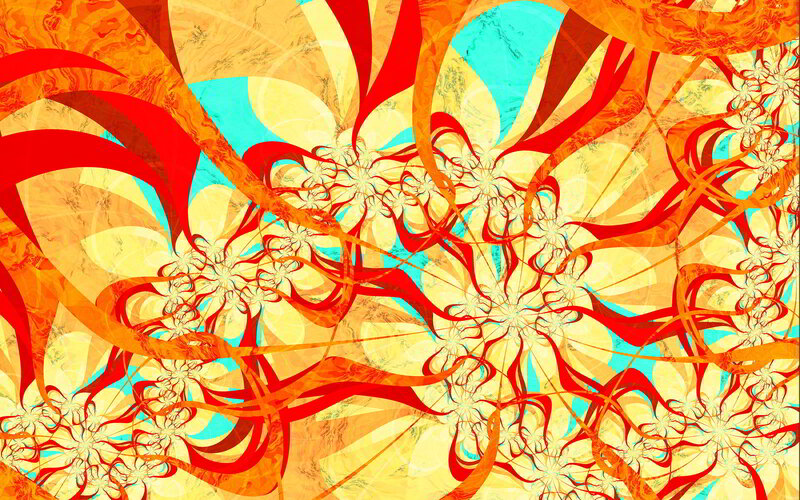 Abstract Fractal Pattern — Red, Vibrant, Digital Art, Flowers
