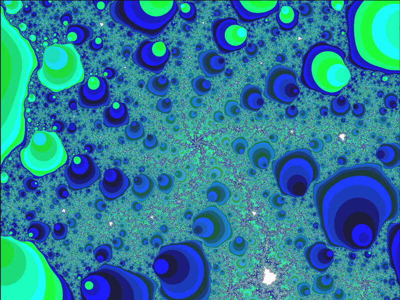 Abstract fractal pattern with blue and green circles