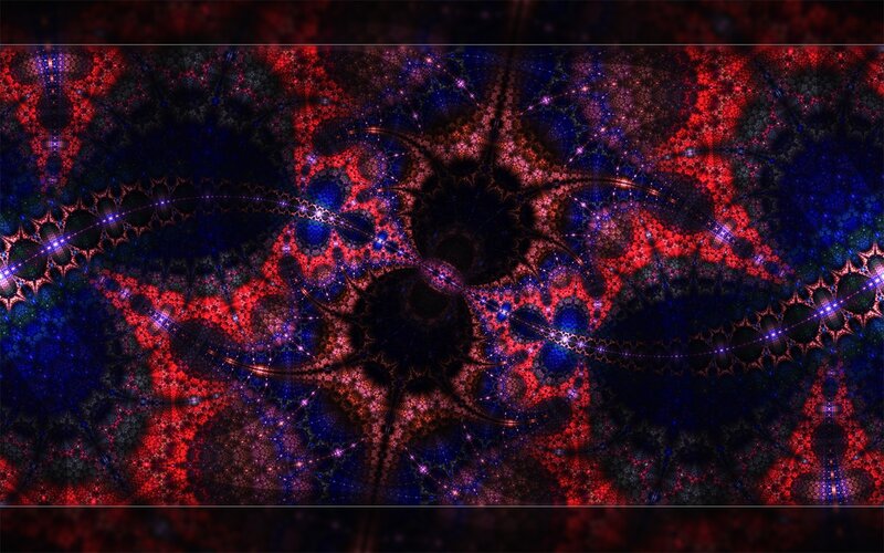 Abstract fractal pattern with red and blue