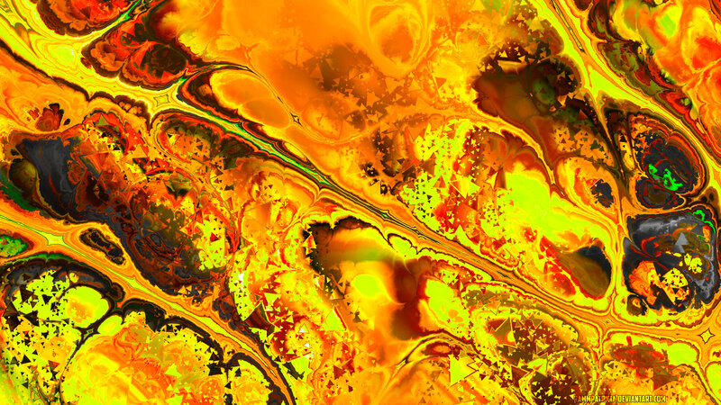 Abstract Fractal Pattern — Yellow, Chaotic, Digital Art