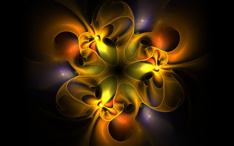 Abstract Fractal Pattern — Yellow, Dramatic, Digital Art, Light