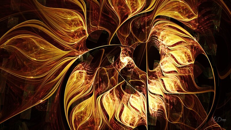 Abstract Fractal Pattern — Yellow, Dramatic, Digital Art