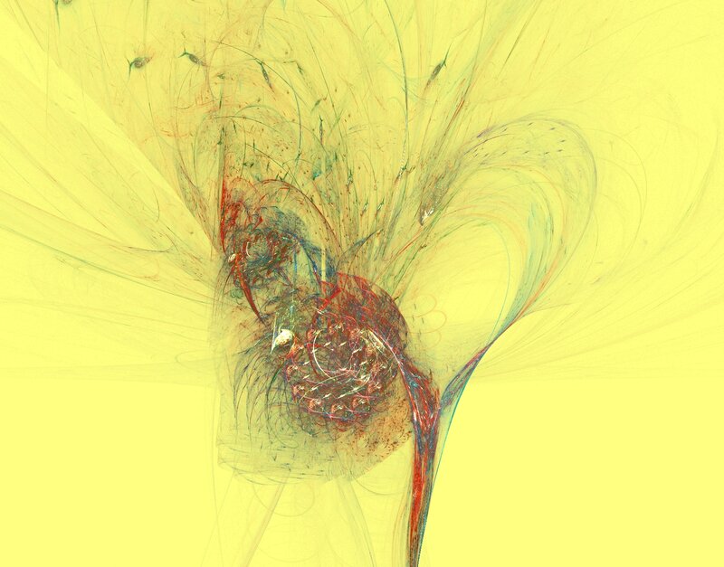 Abstract Fractal Pattern — Yellow, Dynamic, Digital Art