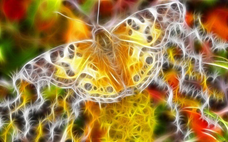 Abstract Fractal Pattern — Yellow, Energetic, Digital Art, Colorful