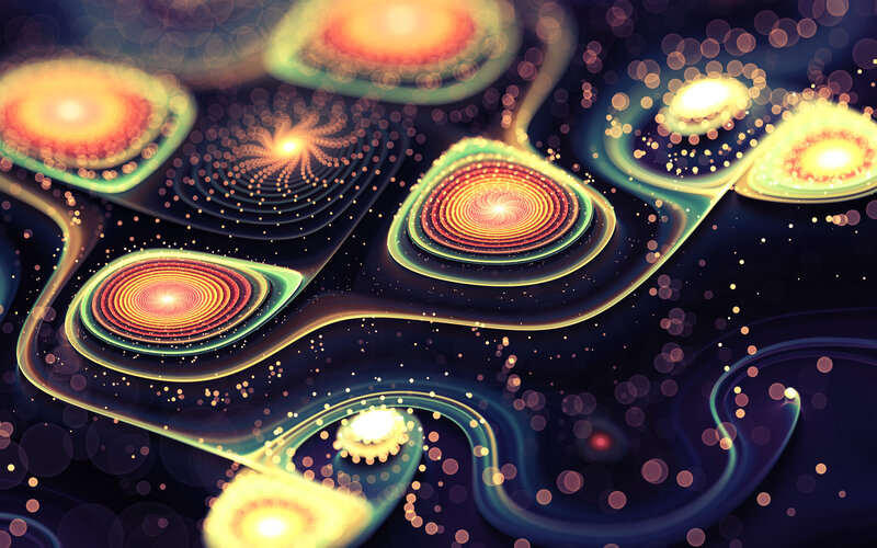 Abstract Fractal Patterns — Blue, Cosmic