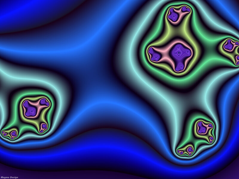 Abstract Fractal Patterns — Blue, Hypnotic, Digital Art