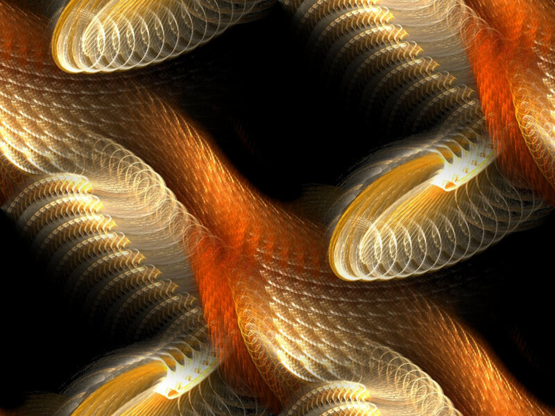Abstract Fractal Patterns — Orange, Dramatic, Digital Art, Spirals