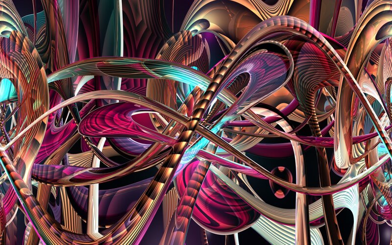 Abstract fractal ribbon patterns