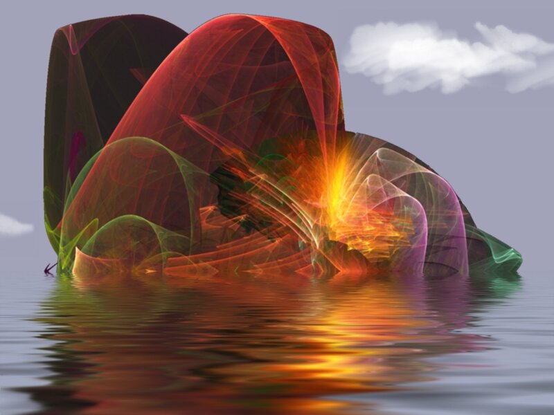 Abstract fractal sculpture in water