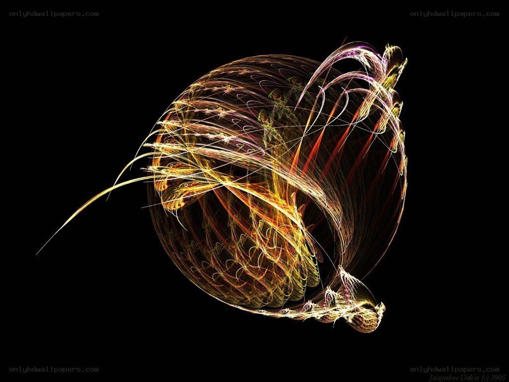 Abstract fractal sphere with light trails