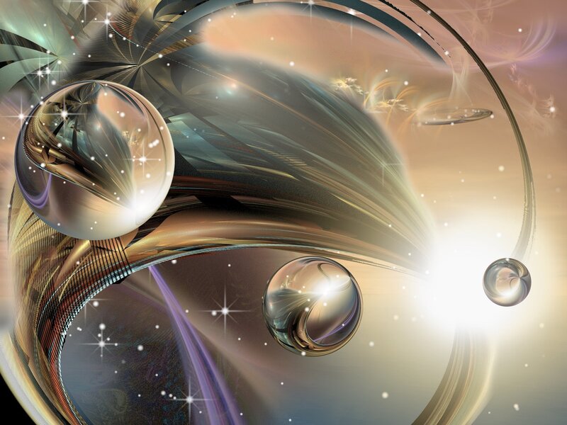 Abstract Fractal Spheres — Gold, Ethereal