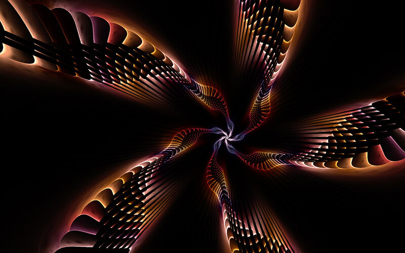 Abstract Fractal Spiral — Black, Dramatic, Digital Art, Light