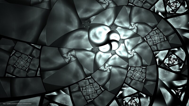 Abstract Fractal Spiral — Black, Dramatic