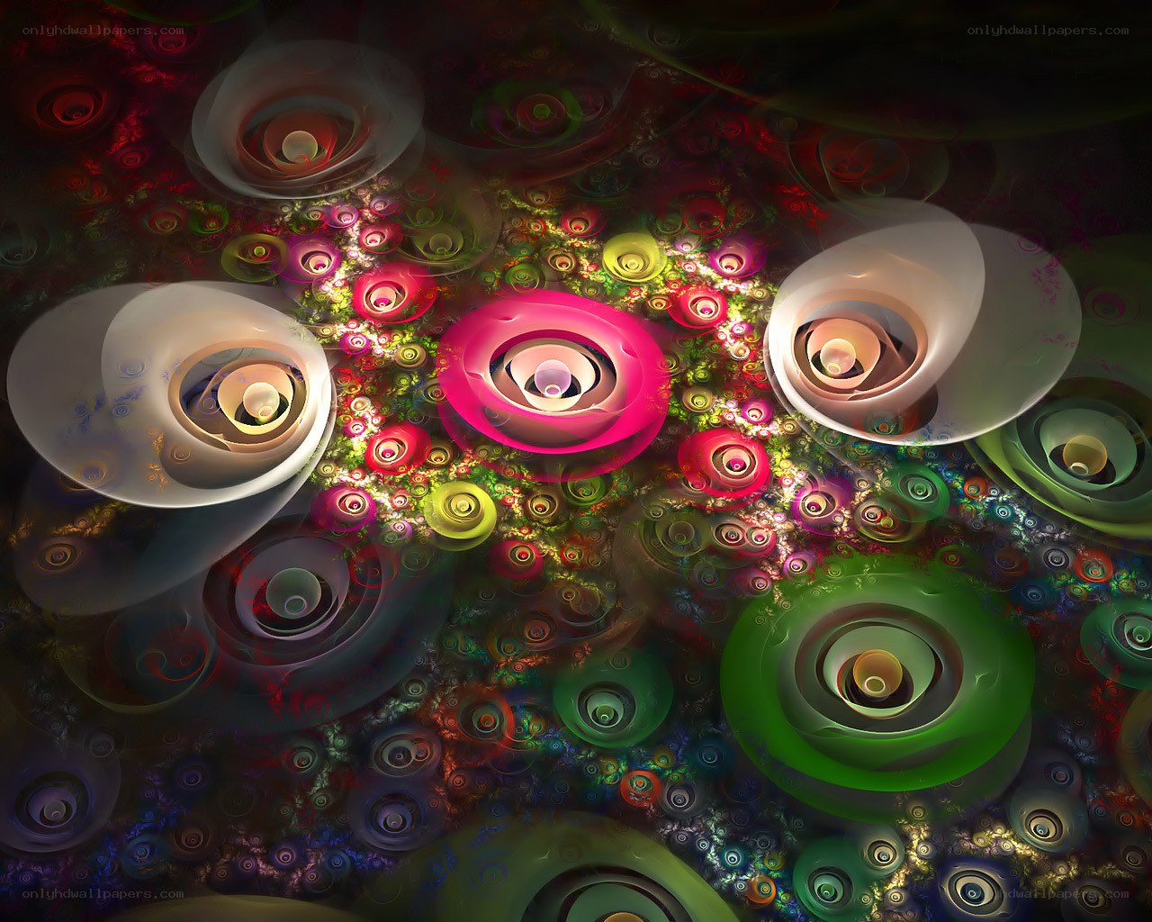 Abstract fractal spiral patterns