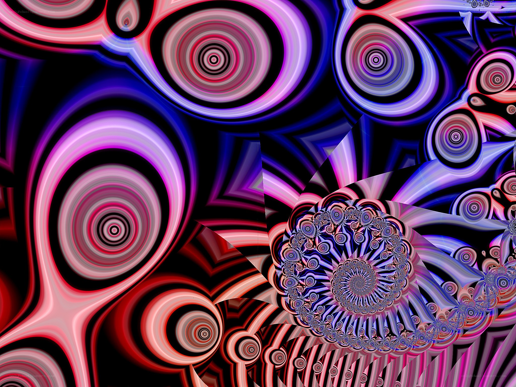 Abstract fractal spiral patterns
