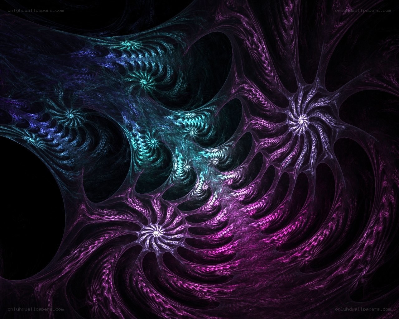 Abstract fractal spiral patterns