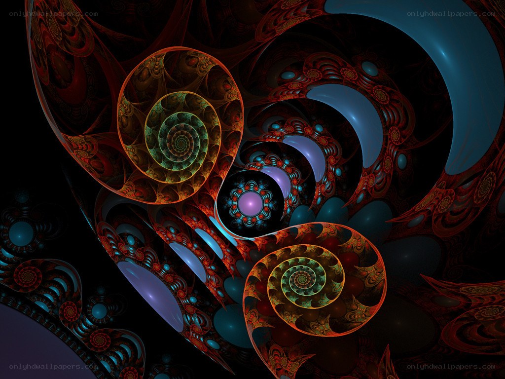 Abstract fractal spiral patterns