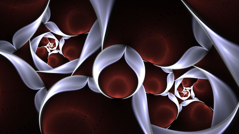 Abstract Fractal Spiral — Red, Dramatic, Digital Art