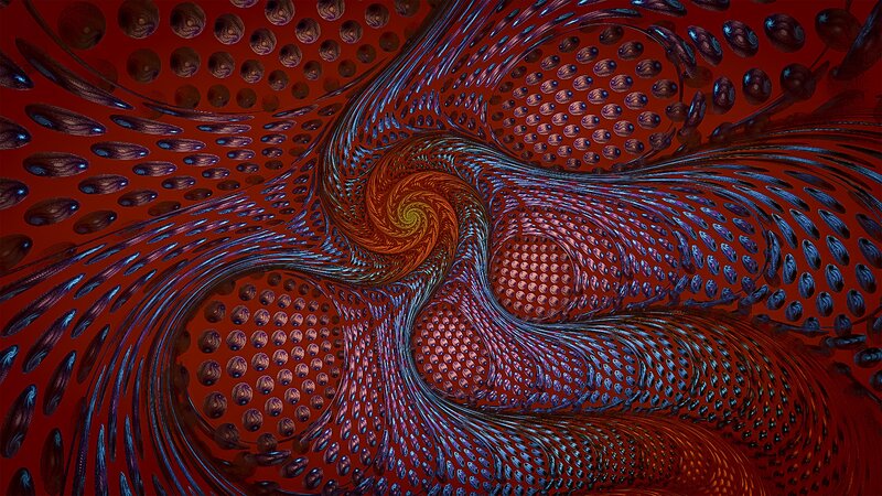 Abstract Fractal Spiral — Red, Hypnotic