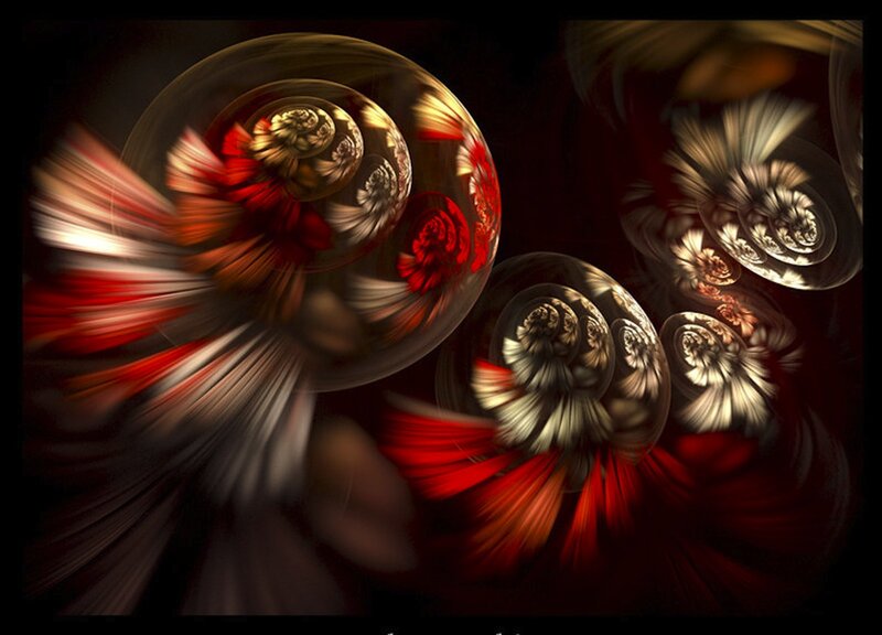 Abstract Fractal Spirals — Red