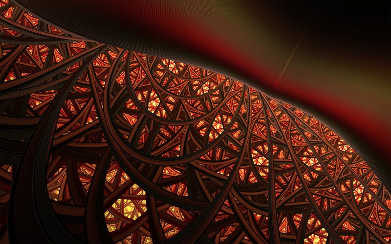 Abstract Fractal Structure — Red, Dramatic, Digital Art