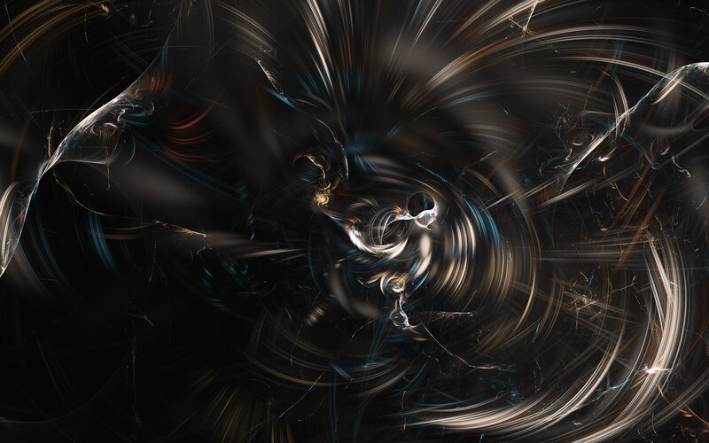 Abstract Fractal Swirl — Black, Dramatic, Digital Art, Light Streaks