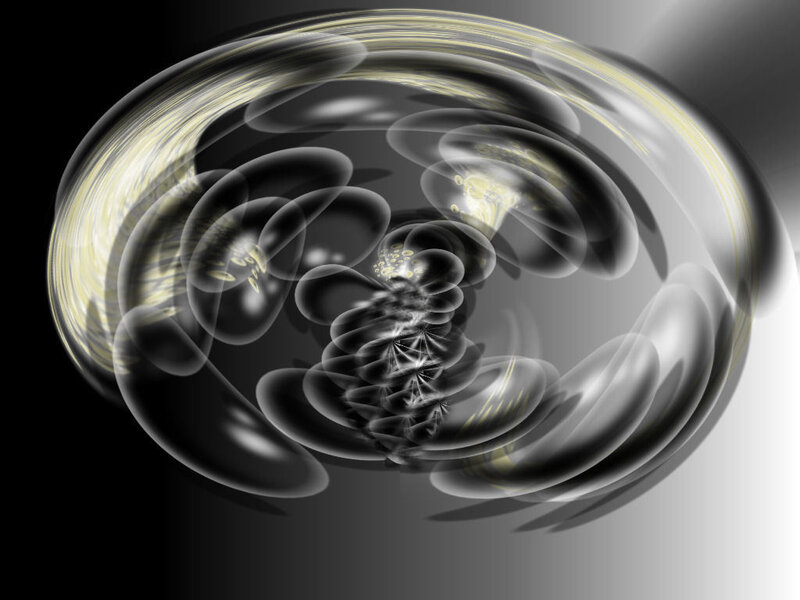 Abstract Fractal Swirl — Black, Dramatic, Digital Art, Swirls, Light