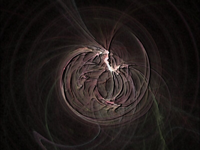 Abstract Fractal Swirl — Black, Mysterious, Digital Art, Swirls, Light, Dark
