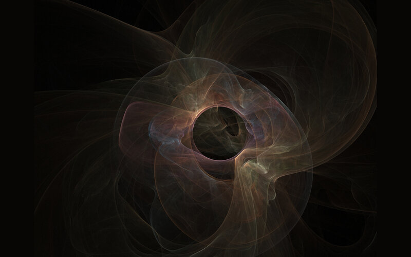 Abstract Fractal Swirl — Black, Mysterious, Digital Art, Swirls, Light