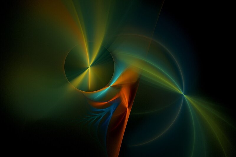 Abstract Fractal Swirl — Green, Dynamic, Digital Art, Circle