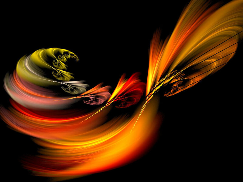 Abstract Fractal Swirl — Orange, Dynamic, Digital Art, Colorful