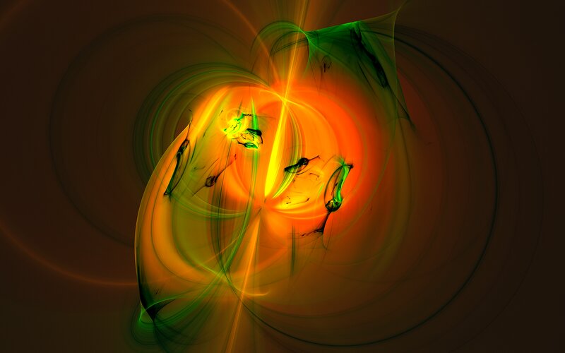 Abstract Fractal Swirl — Orange, Dynamic, Digital Art