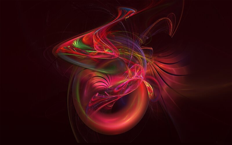 Abstract Fractal Swirl — Red, Dynamic, Digital Art