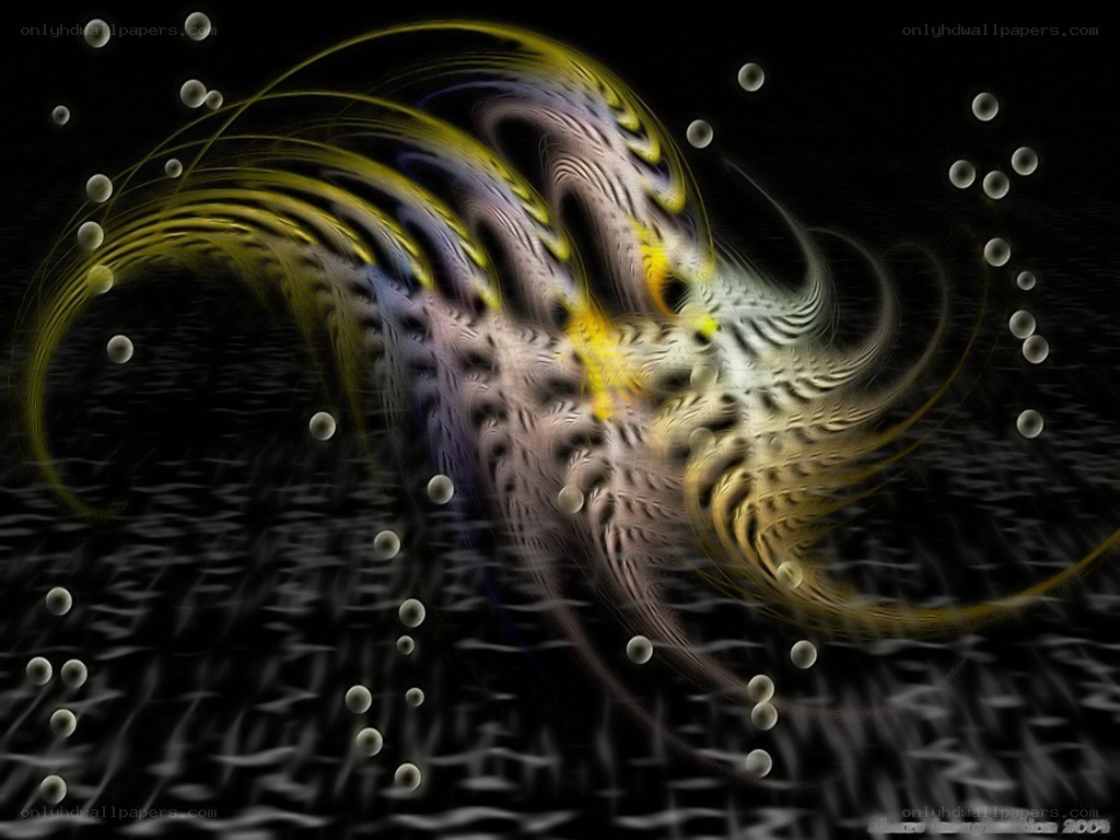 Abstract fractal swirl with bubbles
