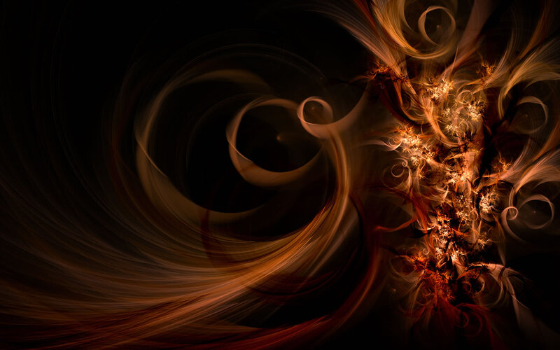 Abstract Fractal Swirls — Black, Dramatic, Digital Art, Light
