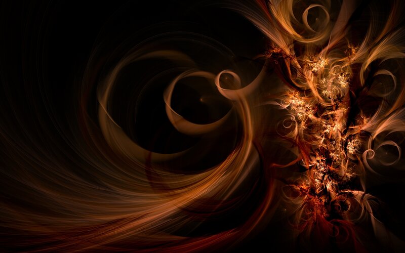 Abstract Fractal Swirls — Black, Dramatic, Digital Art, Light Trails