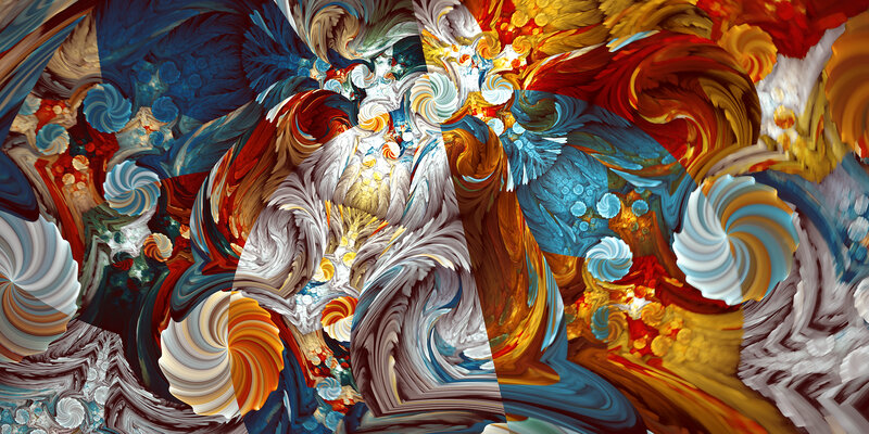 Abstract Fractal Swirls — Blue, Chaotic