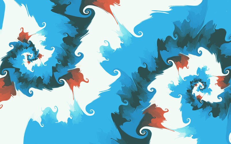 Abstract Fractal Swirls — Blue, Dynamic, Digital Art, Spirals