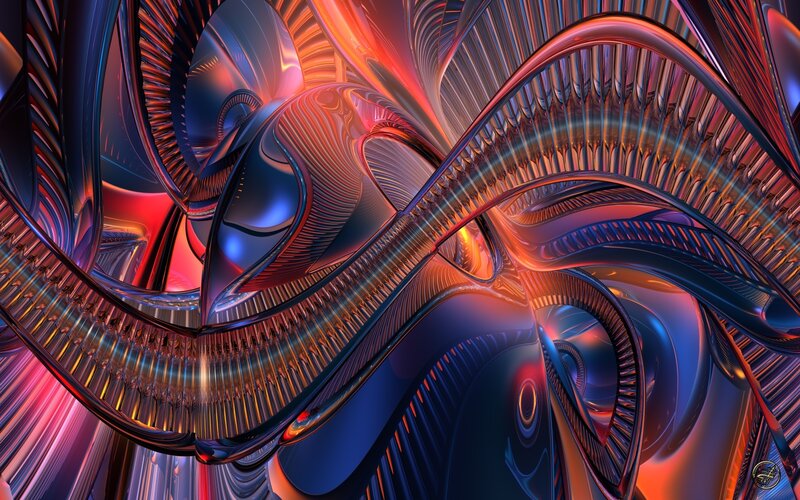 Abstract Fractal Swirls — Blue, Dynamic, Digital Art
