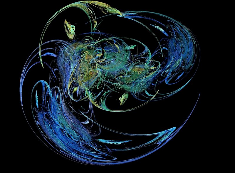 Abstract Fractal Swirls — Blue, Dynamic
