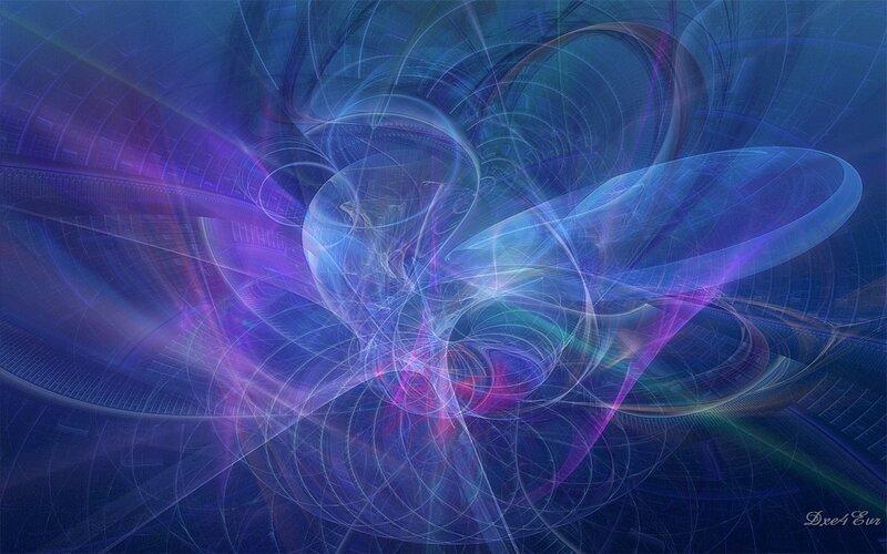 Abstract Fractal Swirls — Blue, Ethereal, Digital Art, Light Beams