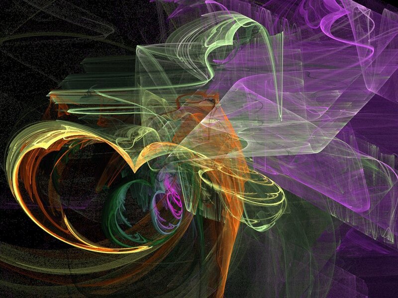 Abstract Fractal Swirls — Purple, Dynamic, Digital Art, Light Trails, Color Gradients